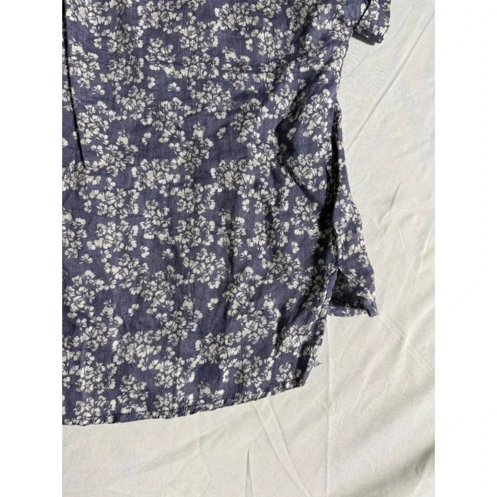 Rachel Zoe Women Floral 100% Linen Short Sleeve Button Up Shirt purple Size M - Picture 10 of 10